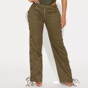 Olive Lace-Up Pants size S